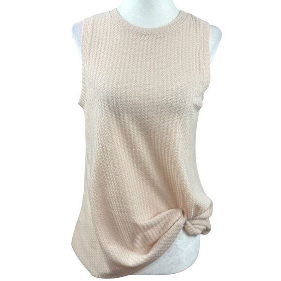 NEW Sarin Mathews Sleeveless Knit Tank Top Nude Waffle Texture Women M Fashion - Picture 2 of 9